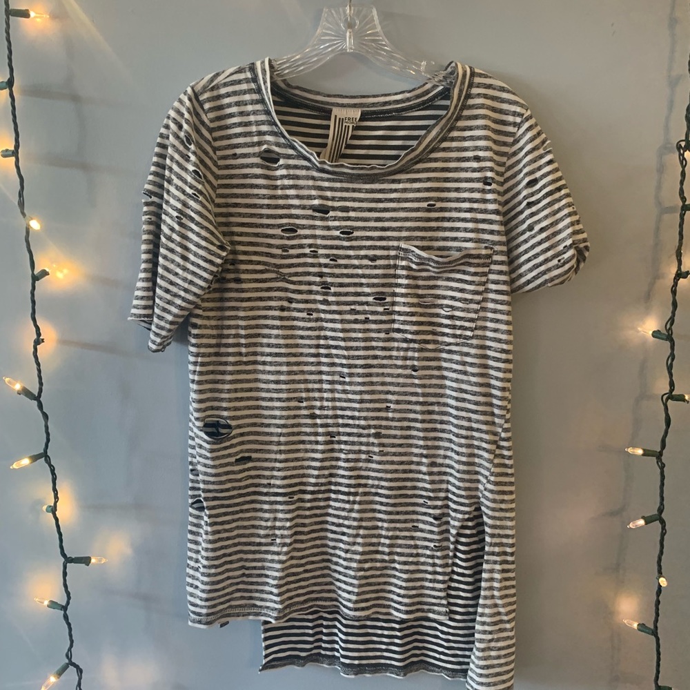 Free people striped grunge long t shirt